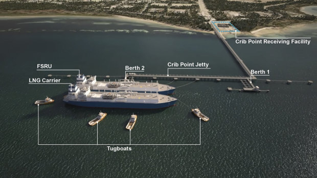 LNG tankers would dock alongside AGL's Crib Point floating terminal to unload their cargo.