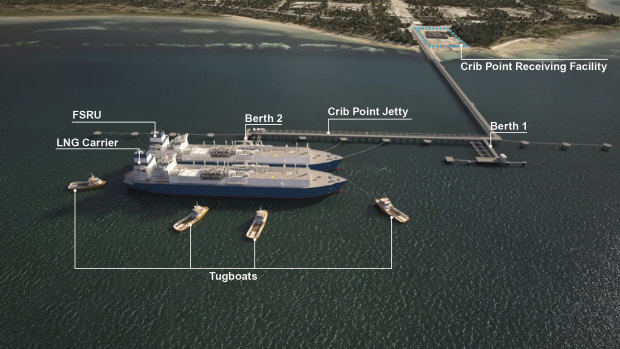LNG tankers would dock alongside the floating terminal to unload their cargo.