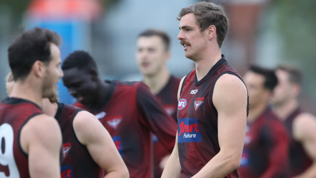 Joe Daniher at Essendon training on Monday, ahead of the Anzac Day game.