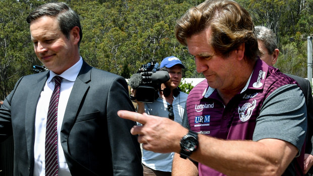 Down but not out: Manly chairman Scott Penn, left, has hit back at rumours he says are aimed at destabilising the club.