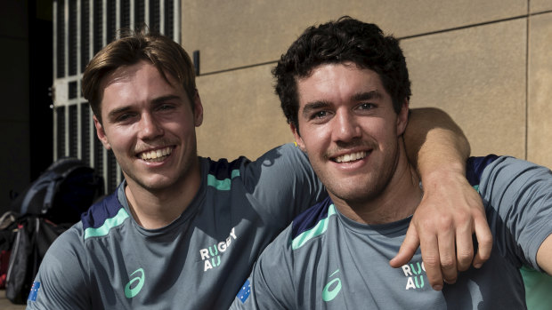 Junior Wallabies playmakers Will Harrison, left, and Ben Donaldson have been friends since childhood. 