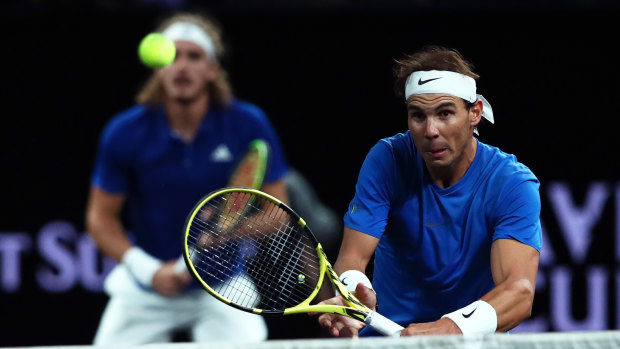 Heavy hitters: Nadal and Tsitsipas in action against Kyrgios and Sock in Geneva.
