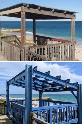 The new Quinns Rock lookout and beach access was made of wood, but now is made from fibre-reinforced plastic.