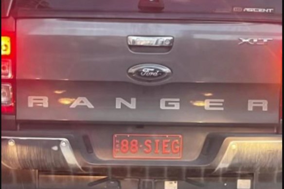 A ute with the registration 88SIEG has been spotted in Sydney. “Sieg” is German for “victory”, while H is the eighth letter of the alphabet; so 88 is code for HH, meaning “Heil Hitler”.