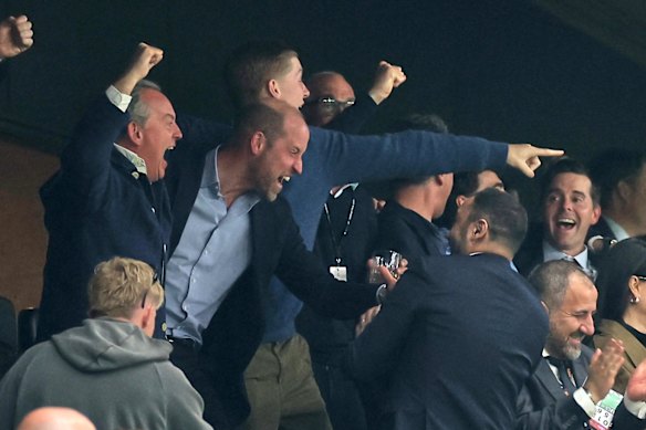 Prince William is overcome with joy during Aston Villa’s win in the Europa League final.