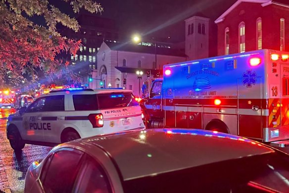 Police respond to the shooting outside the Capital Jewish Museum in Washington, DC.