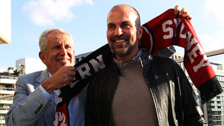 Low key: Western Sydney Wanderers chairman Paul Lederer with coach Markus Babbel.