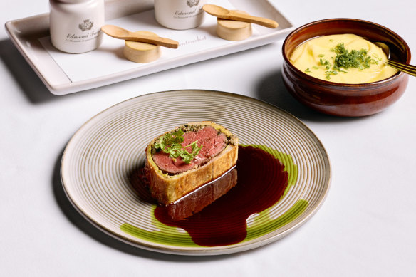 Beef Wellington with red wine jus at Montrachet.