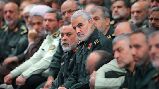 Revolutionary Guard's foreign wing, or Quds Force, General Qassim Soleimani, centre.