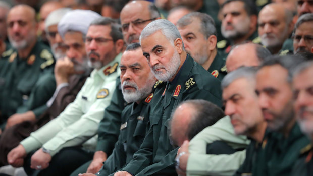 Revolutionary Guard's foreign wing, or Quds Force, General Qassem Soleimani, centre.