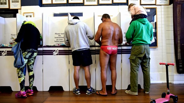People cast their vote at Bondi for the 2016 federal election.