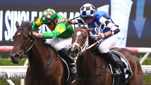 Nash Rawiller gets Zoe’s Promise home as part of his treble at Randwick last Saturday.