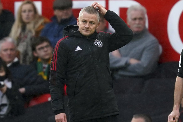 Ole Gunnar Solksjaer watches on as United fall to City.