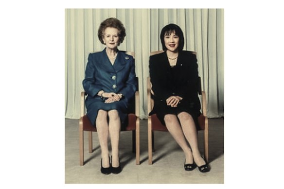 Above: With British prime minister Margaret Thatcher in an undated photo from Takaichi’s website. 