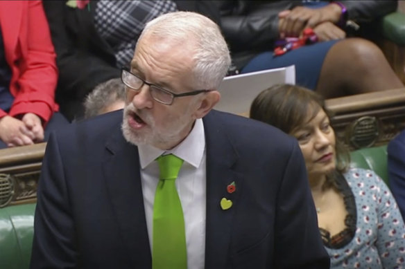 Labour leader Jeremy Corbyn speaks during Prime Minister's Questions.