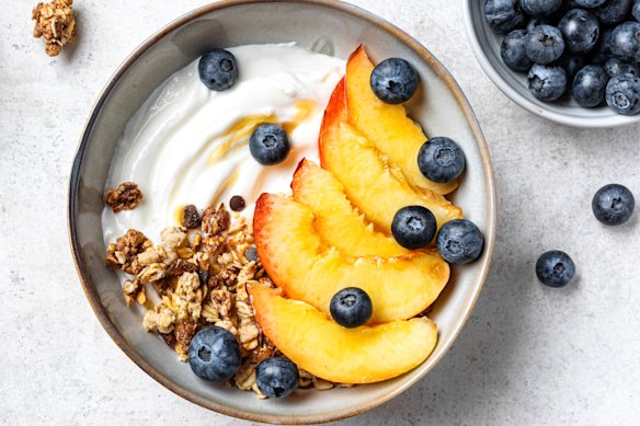 Weekend breakfasts are often yoghurt and berries with a sprinkle of muesli and nuts.