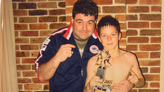 George Kambosos Jr as a kid, with father Jim Kambosos.