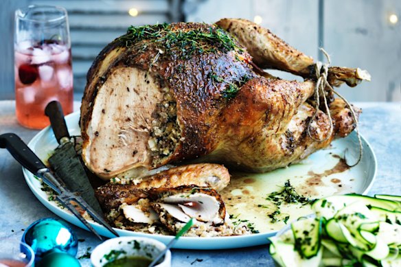 Neil Perry’s roast turkey with prune and macadamia nut stuffing.