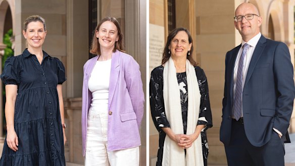 Researchers have published a study exploring general practitioners’ experiences of voluntary assisted dying in Queensland. (Left to right: Dr Laura Ley Greaves, Dr Rachel Feeney, Emeritus Professor Lindy Willmott and Professor Ben White).