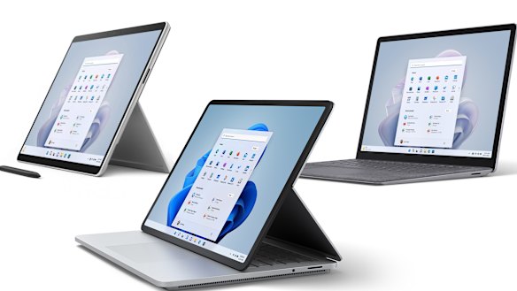 The Surface Pro 9, Surface Laptop Studio and Surface Laptop 5.