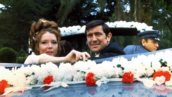 Diana Rigg, playing Tracey di Vicenzo, with Lazenby as Bond in the 1969 film.