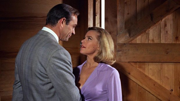 James Bond (Sean Connery) and Pussy Galore (Honor Blackman) in Goldfinger.