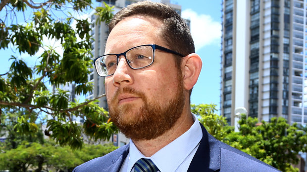 Former Dreamworld safety officer Angus Hutchings leaves court after his second day of giving evidence at the inquest into the Dreamworld disaster.