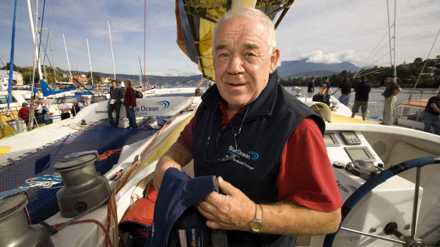 British yachtsman Tony Bullimore prepares to start a round-the-world challenge in 2007, at age 68.