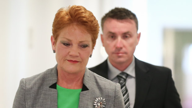 Senator Pauline Hanson with chief of staff James Ashby.