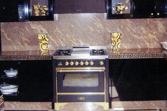 The mantelpieces, furniture and appliances of Moradian’s home were trimmed in black and gold.