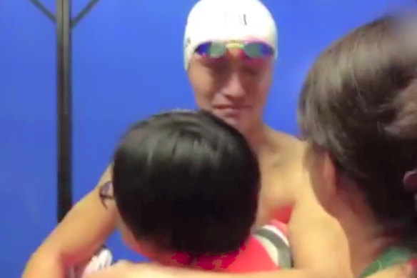 Sun Yang was unhappy after his defeat in Rio.