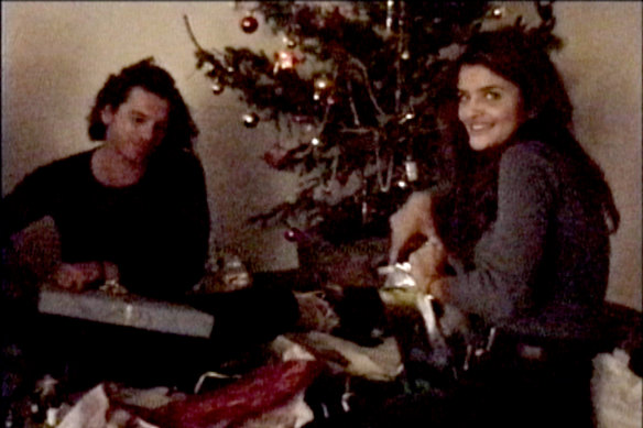 Still from home movie of Hutchence with Helena Christensen at his French villa.