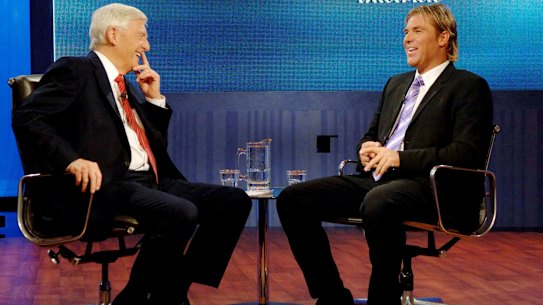 Shane Warne with Michael Parkinson in Sydney in 2007.