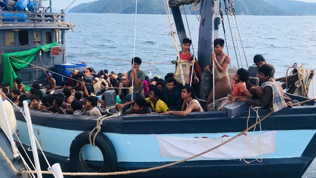 Malaysian authorities arrested a boatload of Muslim Rohingya refugees after their boat was found adrift in early April. At least two dozen Rohingya died at sea last month.