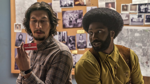 Adam Driver and John David Washington in BlacKkKlansman, Spike Lee's acclaimed film about a black police officer who infiltrated the Ku Klux Klan in the 1970s.