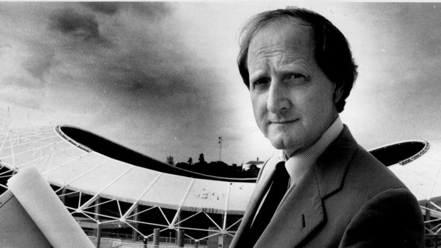 Architect Philip Cox outside the Sydney Football Stadium, February 17, 1988.