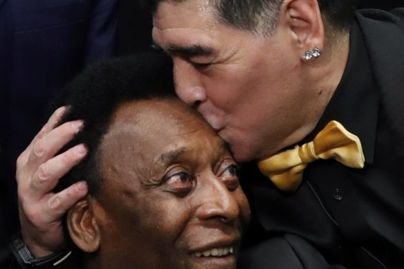 Pele and Diego Maradona in 2017.