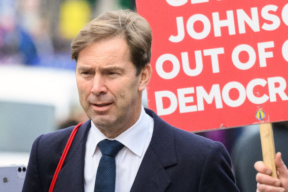 MP Tobias Ellwood walks through Westminster. The prominent Conservative MP has indicated that he submitted a letter of no confidence in Prime Minister Boris Johnson to the 1922 Committee.