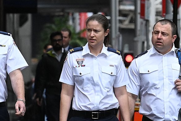 Paramedic Anna Hofner arriving at the 2024 trial of Senior Constable Kristian White.