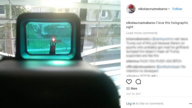 Another image from Nikolas Cruz' Instagram appeared to show a holographic laser sight pointed at a neighbourhood street.