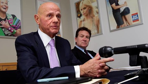 Solomon Lew and Mark McInnes at Premier Investments AGM.  The Age. Photo: Angela Wylie. December 4 2012.