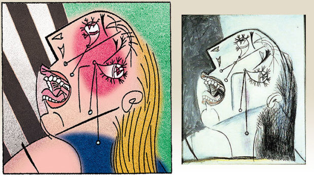 Pablo Picasso’s famous series of Weeping Woman pictures. 