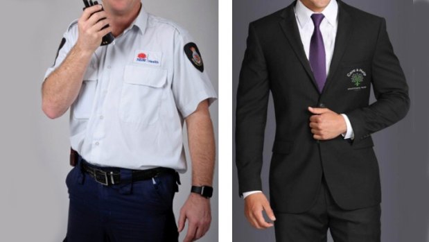 Old and the new: Security guards at RPA, Canterbury, Concord and Balmain and Sydney Dental hospitals do not want to wear suits on the job.