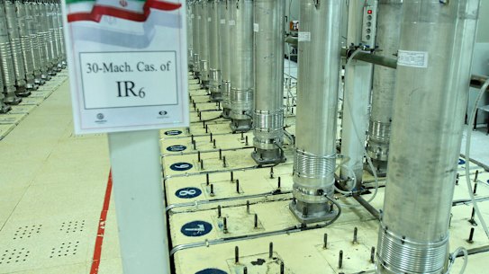 Centrifuge machines in the Natanz uranium enrichment facility in central Iran in 2019.