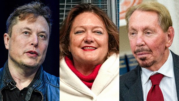 Elon Musk, Gina Rinehart and Larry Ellison with their ballooning fortunes are among the winners of 2025.