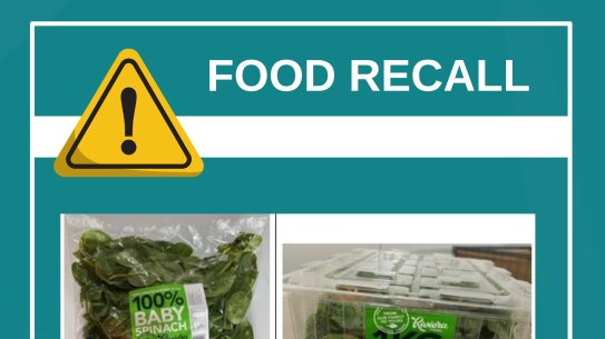 A supplied image of the one kilogram tub of Riviera Farms baby spinach that has been recalled owing to contamination.