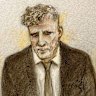 This court artist sketch by Elizabeth Cook shows Paul Doyle, 53, appearing at Liverpool Magistrates’ Court, where he was remanded in custody.