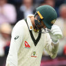 Nathan Lyon hobbled out to bat at Lord’s despite a calf injury that would rule him out for the rest of the Ashes series.