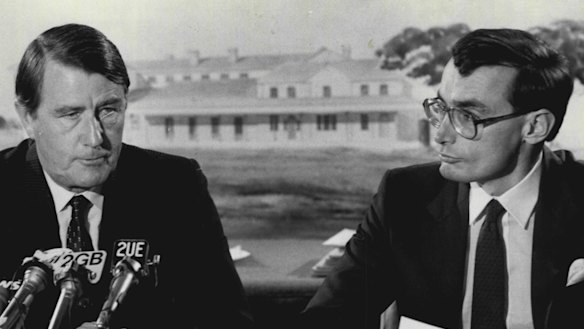 Then NSW premier Neville Wran with Bob Carr, his planning and environment minister and future premier.  