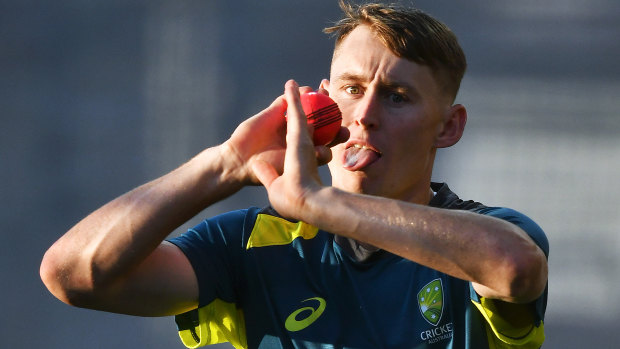 ‘Electric wickie’: Marnus Labuschagne at the Adelaide nets.
